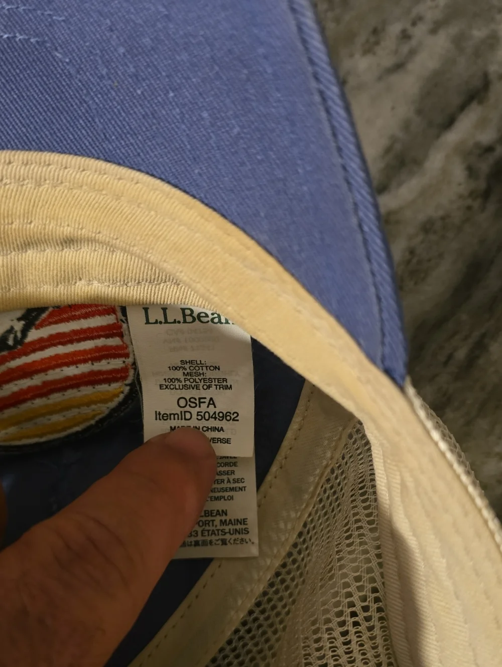 L.L.Bean Blue and Cream Mesh Patch Cap